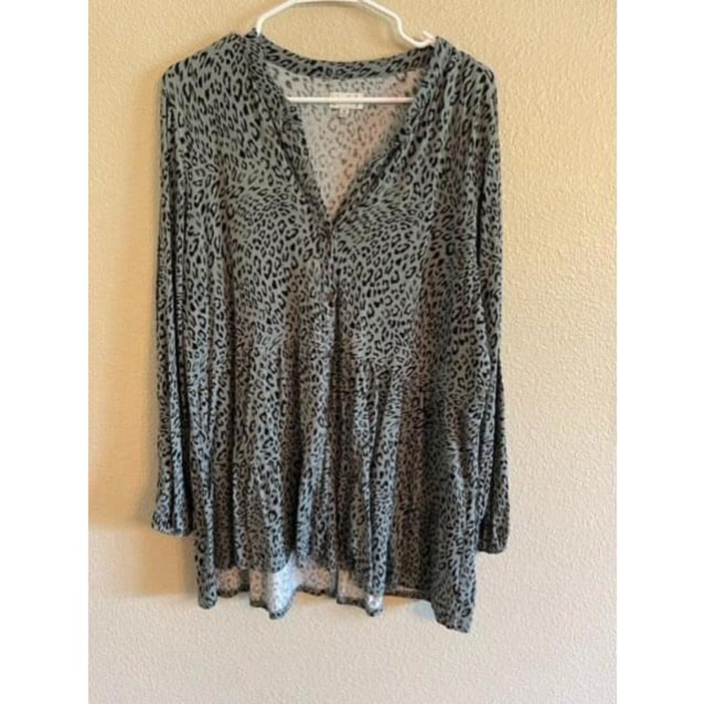 Waverly green/Black Blouse Size 1X